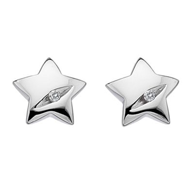 Sterling silver diamond star earrings